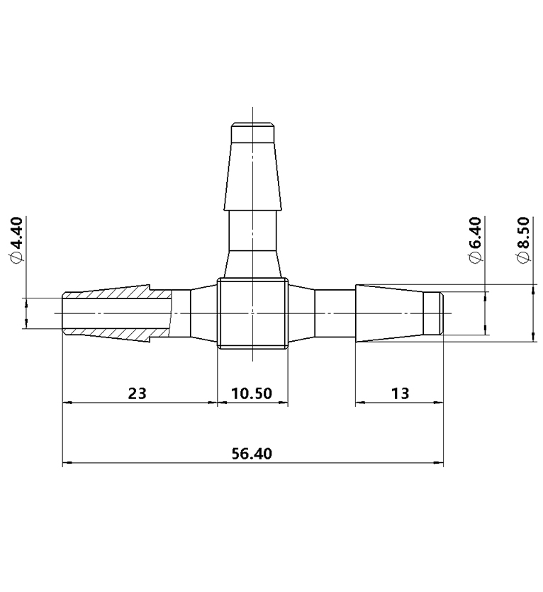 6.4mm(1/4英寸)T型塑料三通