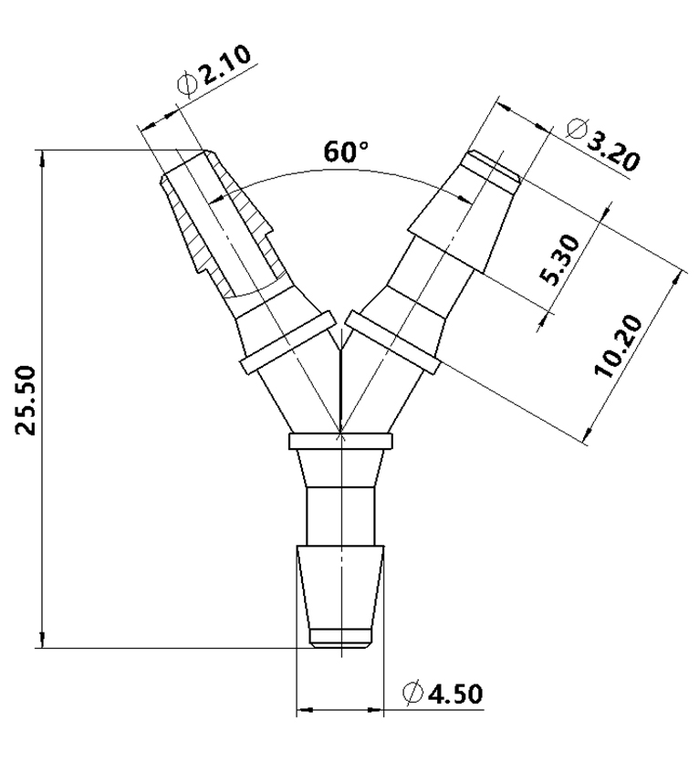 3.2mm(1/8英寸)Y型塑料三通