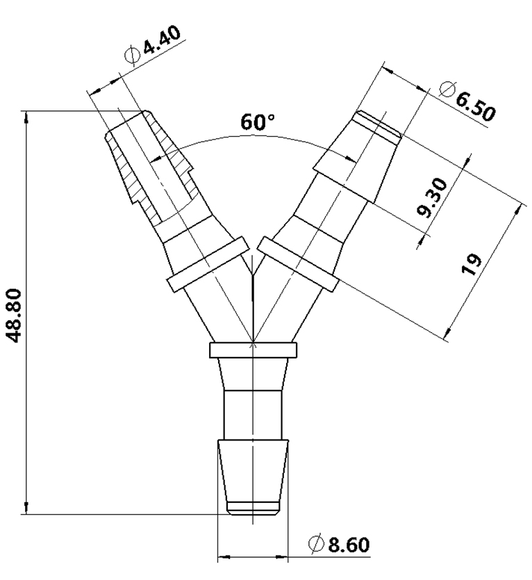 6.4mm(1/4英寸)Y型塑料三通