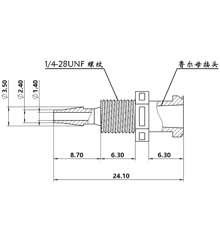 2.4mm(3/32)穿板鲁尔母接头