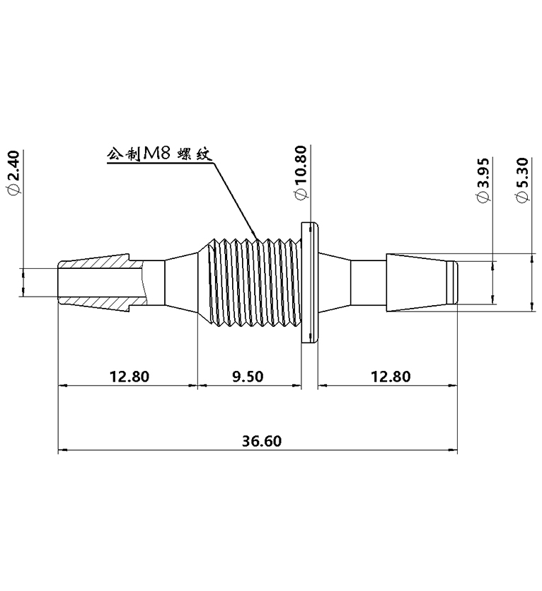 3.9mm(5/32)穿板直通接头